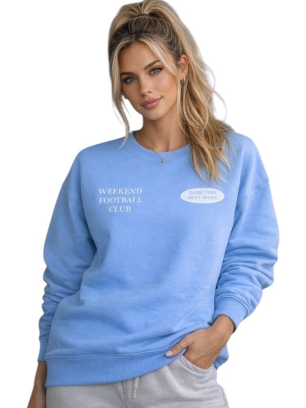 Wild Fable Women’s Oversized Weekend Football Club Blue‎ Crewneck Sweatshirt